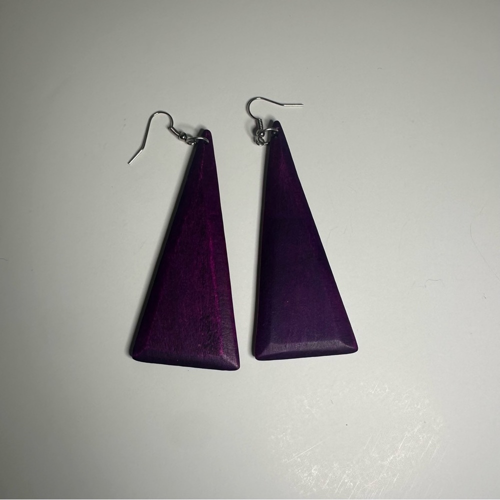 Elegant Purple Triangle Earrings